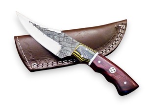 Couteau EDC à lame fixe personnalisé Nordic Forge, manche en bois de rose, étui en cuir, OEM personnalisable, lame pleine longueur en acier 12c27, couteau d'extérieur - Product Image 4