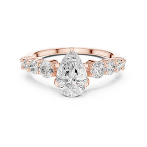 Bague de fiançailles en or rose avec diamant taille poire pour femme, style luxueux, cadeau de mariage et d'anniversaire - Product Image 1