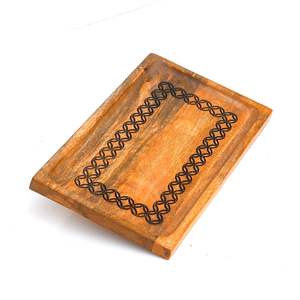 Bandeja de Madera Rectangular para Servir, Bandeja de Madera Natural Decorativa para Aperitivos, Té, Café, Desayuno, para la Cocina o la Mesa del Comedor - Product Image 1