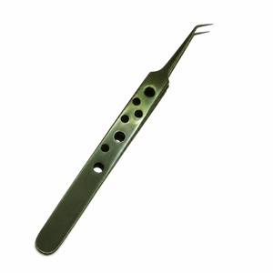 Pince à épiler professionnelle en acier inoxydable noir pour extensions de cils, outil d'isolation des cils à pointe fine courbée de précision - Product Image 1