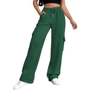 Jogging cargo mi-mollet en molleton épais de coton pour femme, taille élastique, longueur genou, décontracté, pour l'hiver - Product Image 5