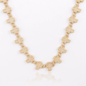 Collier chaîne croix en or plaqué diamant de luxe pour hommes et femmes – Bijoux chaîne hip-hop religieux entièrement sertis de diamants - Product Image 1