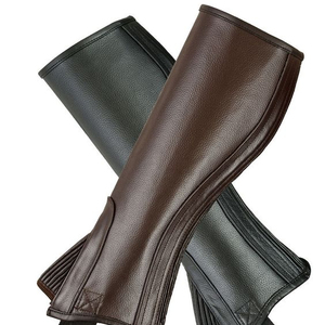 Premium Genuine Leather Horse Riding <b>Half</b> <b>Chaps</b> English Style Equestrian <b>Chaps</b> for Men Custom Color OEM - Product Image 3