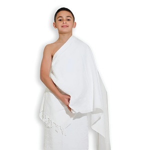 Thobe d'Ihram blanc en coton pour homme, sans manches, longueur cheville, respirant, pour la prière du Hajj et de la Omra, tenue musulmane traditionnelle modeste - Product Image 6