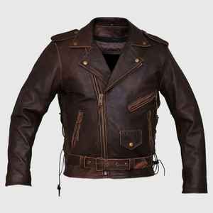 Chaqueta de Cuero OEM Personalizada para Hombre, Chaqueta de Cuero de Alta Calidad en Color Marrón con Etiqueta Privada - Product Image 1