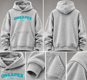 เสื้อฮู้ดสีเทา OneApex สำหรับผู้ชาย ผ้าฝ้ายเฟรนช์เทอร์รี่ สวมใส่สบาย มีกระเป๋าหน้าและลายพิมพ์โลโก้ เหมาะสำหรับใส่ในฤดูใบไม้ร่วง - Product Image 6