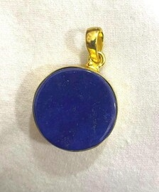 Pendentif ovale en lapis-lazuli naturel, plaqué or, fait main, vintage, cristal de guérison bleu profond, bijoux unisexe - Product Image 4