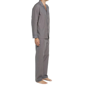 <b>Men's</b> Gray Long Sleeve Cotton <b>Pajamas</b> <b>Set</b> Solid Color Full Length Sleepwear Classical Style Autumn Wear - Product Image 6