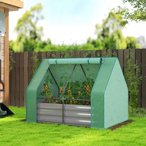 Fioriera Rialzata Ecologica Zincata 4x3x3ft con Copertura Mini Serra Verde e Grigio Scuro - Product Image 2