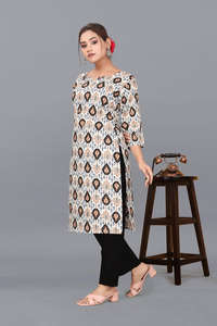 Conjunto de Dos Piezas para Mujer con Estampado Mágico, Tela Ecológica, Cuello Redondo, Color Blanco, Tallas Grandes de la S a la 3XL, Kiran Nexus - Product Image 3