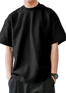 T-shirt personnalisé pour homme, col épais, 100% coton, t-shirts lourds, uni, surdimensionné pour homme, 2026 - Product Image 3