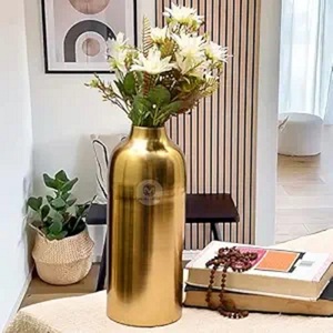 Vase à fleurs de table haut en métal martelé, cuivre, or et aluminium, fait main, moderne et attrayant, pour la décoration de la maison et de mariage - Product Image 4