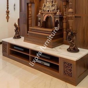Grand Luxury Handcrafted Solid Wood Home <b>Mandir</b> Ornate Carved Pooja Unit with Storage for Living Room - Product Image 4