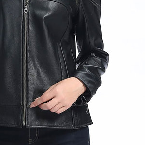 New Arrival Women's Solid Color Leather Jacket OEM Custom high Quality Wholesale Design Leather Jackets For Women's - Product Image 6