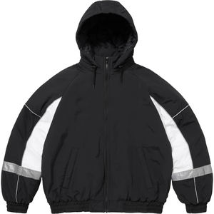 Veste de survêtement rétro en nylon personnalisée avec logo brodé et passepoil, coupe-vent softshell vierge pour homme - Product Image 1