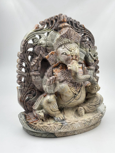 Estatua de Ganesha de Jaspe Picasso Natural Tallada a Mano de 8.5 Pulgadas, Escultura de Cristal, Decoración para el Hogar, Proveedor Mayorista OEM ODM - Product Image 2