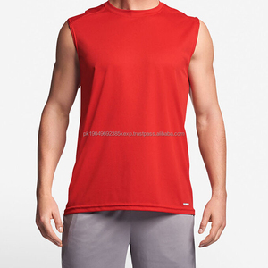 เสื้อยืดแขนกุดสำหรับผู้ชายเสื้อยืดเข้ารูปกล้ามเนื้อแขนกุดสีแดงสำหรับผู้ชาย - Product Image 2