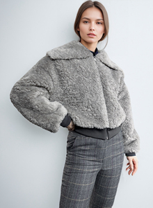 Veste en fausse fourrure pour femme, col à revers surdimensionné, fermeture éclair, manteau chaud et moelleux pour l'hiver, streetwear, vêtements d'extérieur - Product Image 2