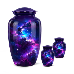 Galaxy Themed Cremation Urn Metal <b>Ashes</b> Vessel Decorative Memorial Urn for Adult Custom Color 200 220 Cubic Inch - Product Image 4