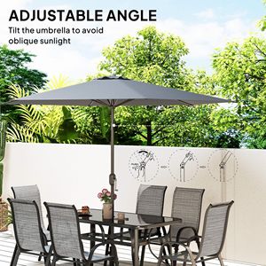 Set di Mobili da Giardino Grigio Misto 8 Pezzi con Ombrellone da 9 Piedi, Tavolo e Sedie da Esterno in PE Resistente alle Intemperie per Uso Ospedaliero - Product Image 5