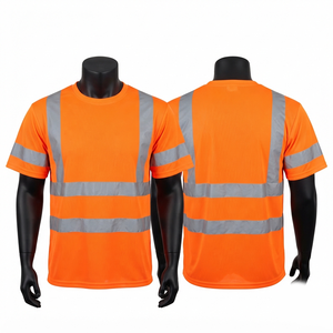Camiseta de Trabajo Reflectante de Alta Visibilidad Naranja, Transpirable, de Secado Rápido, Anti-UV, de Lona de Algodón/Fibra de Bambú de 160 GSM, con Logotipo Personalizado, Ropa de Seguridad - Product Image 1
