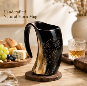 Taza de Cuerno de Búfalo, Taza Natural para Beber, Patrón Único, Acabado Liso, Forma Clásica, Color Natural Distintivo - Product Image 2