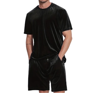 AGNI INDUSTRY Conjuntos Deportivos de Terciopelo Negro para Hombre, Ropa de Playa, Verano, Estilo Urbano, Transpirables, de Secado Rápido, Calidad Premium - Product Image 1