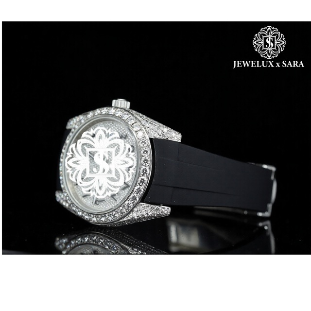 High On Demand Silver Stainless Steel Diamond Watch with Crystal Accents and Durable Metal Strap Available for Export Price