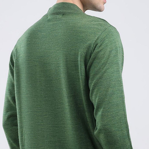 T-shirt pour homme de qualité supérieure, col montant côtelé, surdimensionné, automne, 100% coton, écologique - Product Image 6