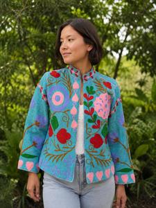 Embroidered Suzani <b>jacket</b> with intricate handmade motifs and vibrant colors ideal for boho fashion boutiques and ethnic - Product Image 2