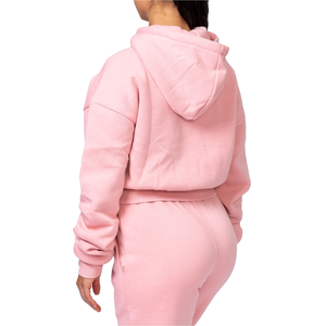 Custom Women’s Pink Tracksuit <b>Set</b> Zip Hoodie <b>Jogger</b> Pants <b>Matching</b> Casual Sportswear Two Piece Athletic Outfit - Product Image 4