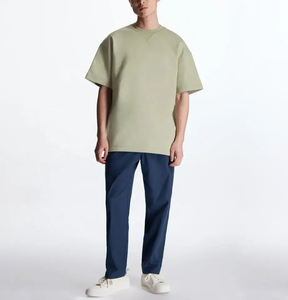 T-shirt en coton tricoté 100% uni, coupe ample et épaules tombantes, style moderne et décontracté, pour hommes et femmes, dernière tendance de la mode - Product Image 2