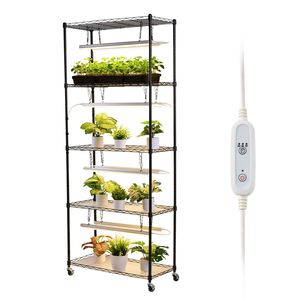 Scaffale per Piante a 5 Livelli da Interno, Alto 71 Pollici, con Luce LED T5 da 80W, Timer 4/9/14H e Ruote, Timer 9/14/22H - Product Image 1