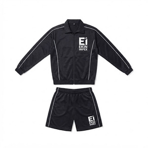 Custom Logo <b>Men</b> Tracksuit Set Long Sleeve Zip Up Track <b>Jacket</b> And Shorts Two Piece <b>Summer</b> Streetwear Sportswear - Product Image 1