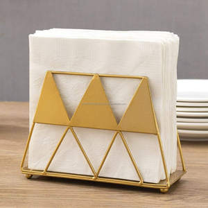 Gold-Coated Triangular Texture Napkin Stand Indian Handcrafted New Style <b>Wedding</b> Decorative <b>Tissues</b> Holder Home Kitchen Metal - Product Image 4