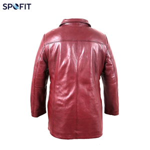 เสื้อแจ็คเก็ตหนังแกะเคลือบผิวทรงหลวมสำหรับฤดูหนาว แบบคอกลม ปักโลโก้ตามสั่ง สไตล์วินเทจ สตรีทแวร์ ตะเข็บตัดกัน  สำหรับทั้งชายและหญิง - Product Image 1