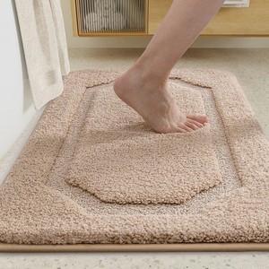 Tapis de bain moderne en chenille, rectangulaire, couleur unie, antidérapant, avec support en caoutchouc, épais et touffeté, pour usage domestique - Product Image 1