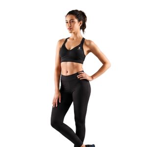 Ensemble de vêtements de sport pour femmes, soutien-gorge de sport noir et leggings taille haute, deux pièces, yoga, gym, fitness, entraînement - Product Image 1