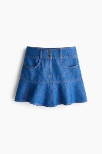 Jupe courte en jean pour femme, coupe trapèze, avec poches, boutons, taille normale, style décontracté, couleur unie délavée, antibactérienne, séchage rapide, toutes saisons - Product Image 6