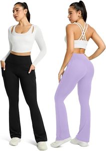 Women's High Waist Flared <b>Bootcut</b> <b>Yoga</b> Leggings Stretch Fitness <b>Pants</b> with Side Pockets - Product Image 6