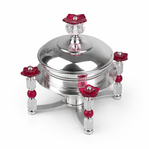 Luxury Durable Stainless Steel Non-Stick Food Warmer with Crystal Floral Design Buffet Serving Dish for Hotel Dining <b>Table</b> Use - Product Image 3