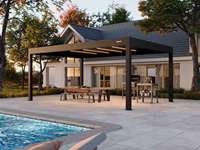 Pergola à lames orientables blanche 3x4m avec télécommande, en aluminium, avec éclairage LED, autoportante pour jardin, terrasse, cour