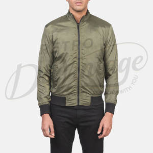 เสื้อแจ็คเก็ตบอมเบอร์สีเขียวมะกอกสำหรับผู้ชาย น้ำหนักเบา สวมใส่สบาย กันลม ทรงเข้ารูป ซิปหน้า สไตล์วาร์ซิตี้ แฟชั่นเสื้อผ้ากีฬา เสื้อคลุมแฟชั่น - Product Image 3