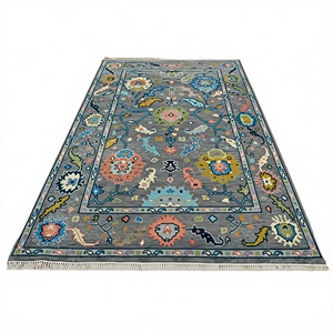 Alfombra Persa de Lana/Seda Anudada a Mano de Alta Calidad |   Alfombra Oriental Abstracta Hecha a Mano en Gris Pastel Marrón, Antideslizante y Apta para Mascotas - Product Image 1