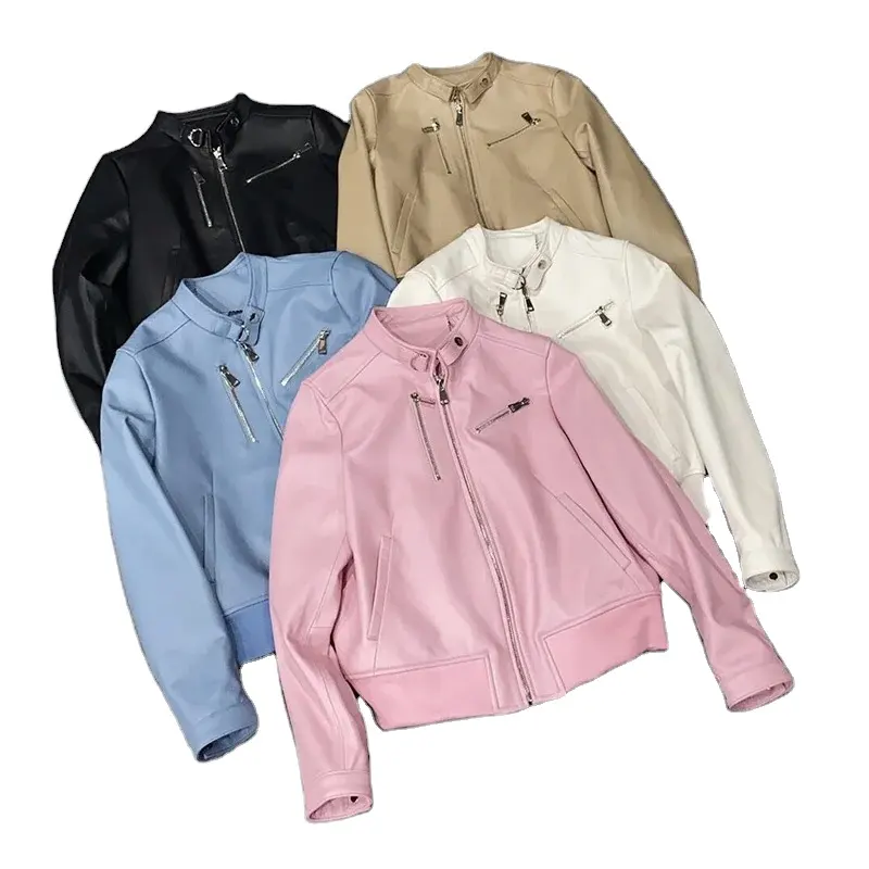 Multi Colors Bomber Pure Leather Women Fashion Jackets with Zipper Fashion Classic Looks