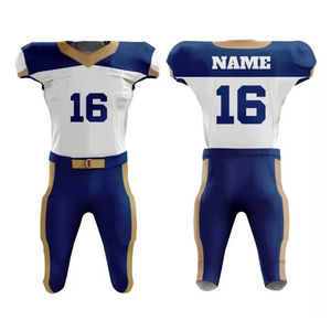 Conjunto de Uniforme de Fútbol Americano Personalizado para Hombre, Azul Marino 16, Sublimado, con Capucha, Manga Larga, Absorbente de Humedad, Ajustado, 100% Poliéster - Product Image 4