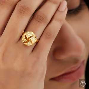 Prao แหวนวงแหวนหมุนสีทองป้องกันการเสื่อมเสียปรับขนาดได้สินค้าเครื่องประดับชั้นดี - Product Image 2