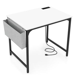 Scrivania Moderna in Legno da 32 Pollici per Casa e Ufficio con Stazione di Ricarica, Borsa Portaoggetti e Gancio per Cuffie - Product Image 1