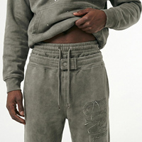 Pantalones Deportivos Personalizados Ligeros con Bordado, Estilo Casual, Lavado Ácido, Desgastados, de Doble Capa, Cintura Ajustada, Pierna Ancha y Acampanada para Hombre
