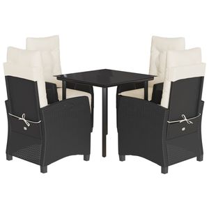 Set da Pranzo da Giardino in Rattan Nero per 4 Persone, Arredamento da Esterno Resistente alle Intemperie, Stile Contemporaneo - Product Image 4